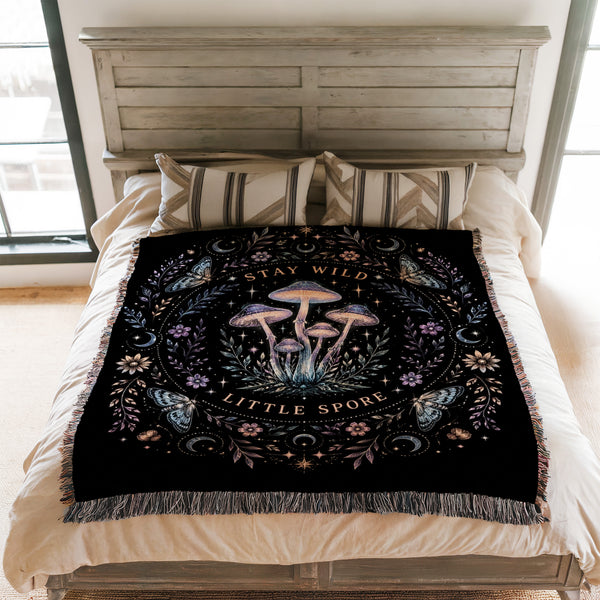 Stay Wild Little Spore Mushroom Blanket