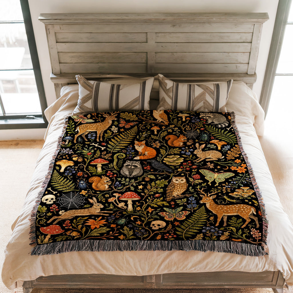 Forest Creatures & Mushrooms Blanket