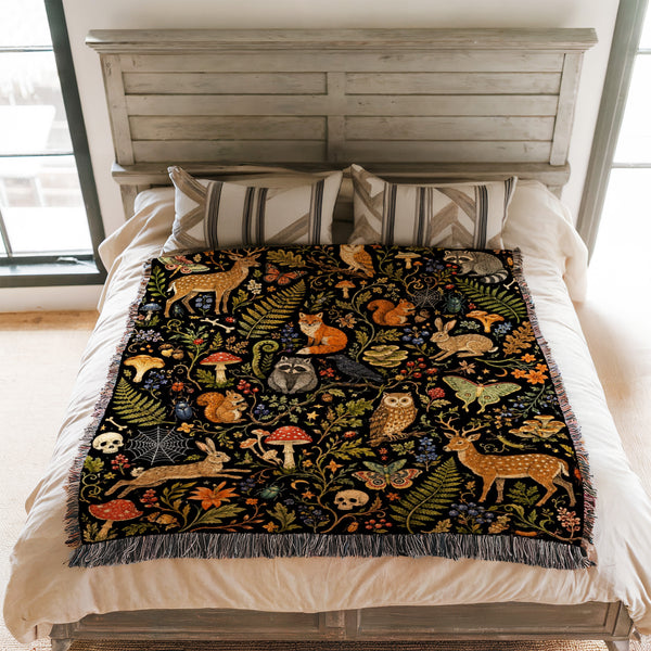 Forest Creatures & Mushrooms Blanket