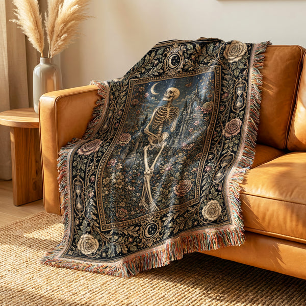 Skeleton in the Midnight Garden Blanket