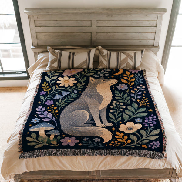 Moon Garden Wolf Blanket