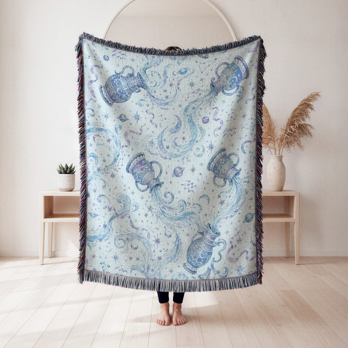 Aquarius Celestial Water Bearer Pattern Blanket