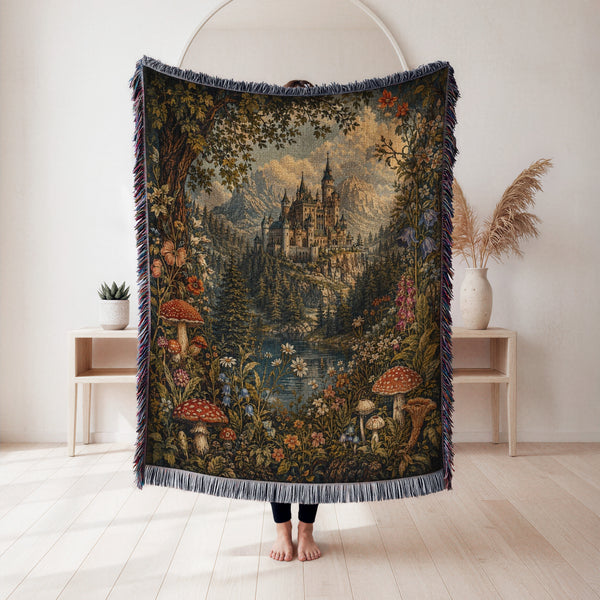 The Enchanted Mushroom Castle Blanket