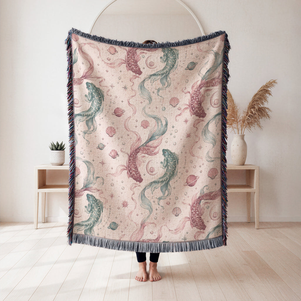 Pisces Celestial Twin Fish Pattern Blanket