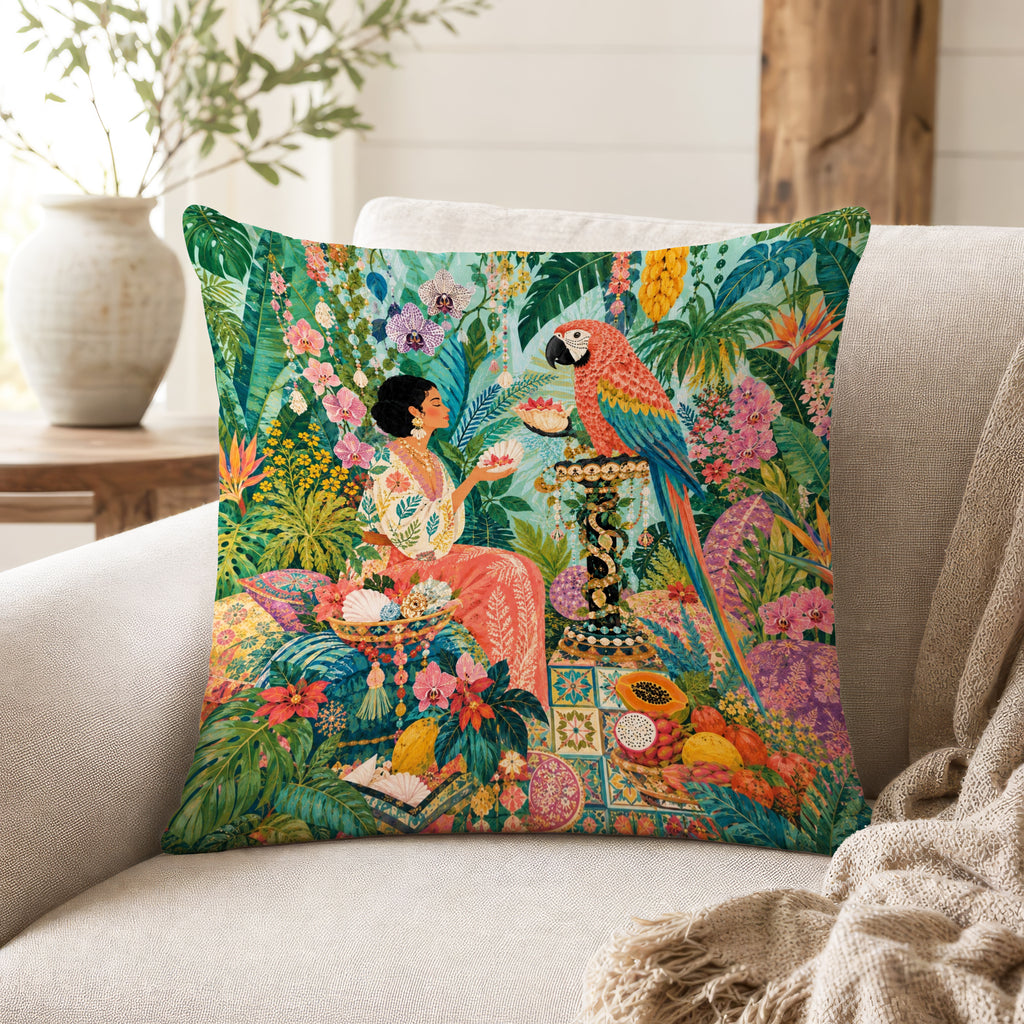 The Parrot Garden – Tropical Bird Pillow
