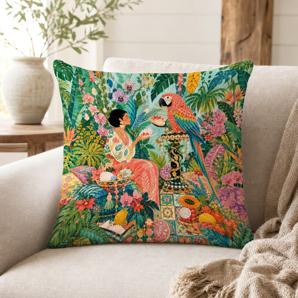 The Parrot Garden – Tropical Bird Pillow