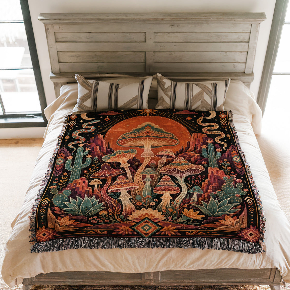 Desert Sun Mushroom Garden Blanket