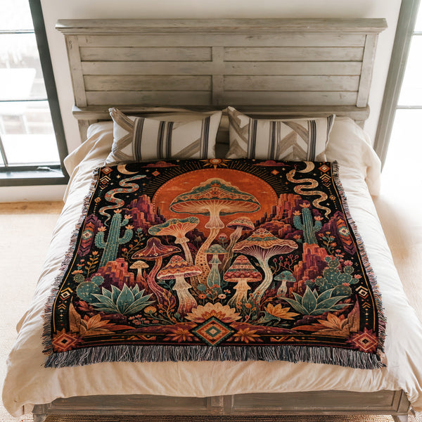 Desert Sun Mushroom Garden Blanket
