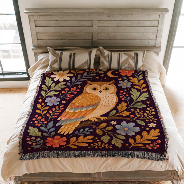 Golden Moon Owl Blanket