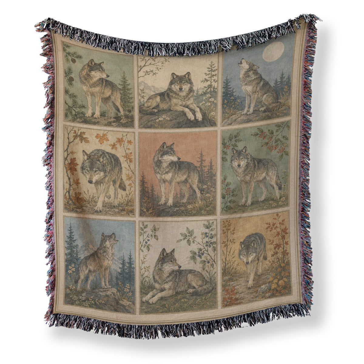 Vintage Wolf Portrait Blanket