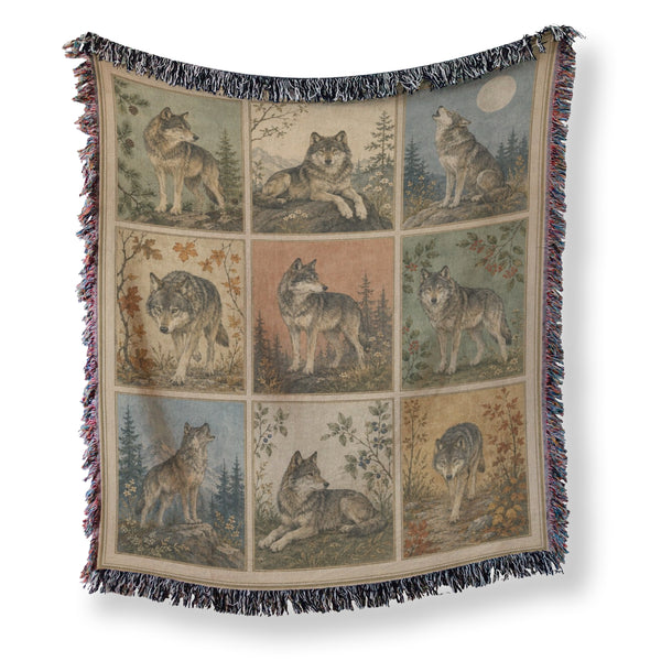 Vintage Wolf Portrait Blanket
