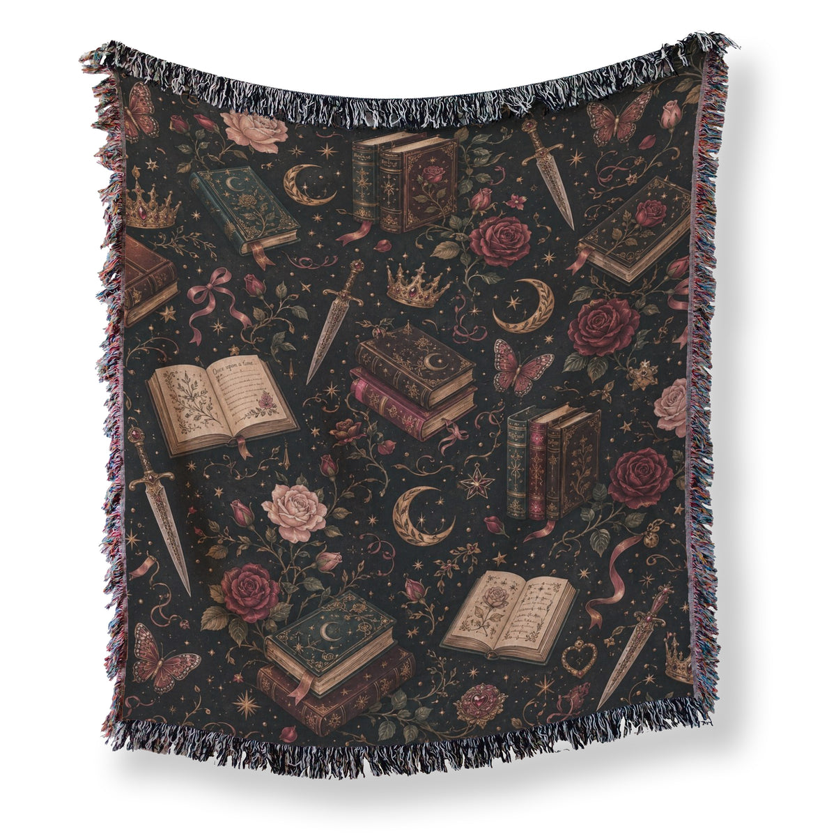 Gothic Romance Books & Roses Blanket