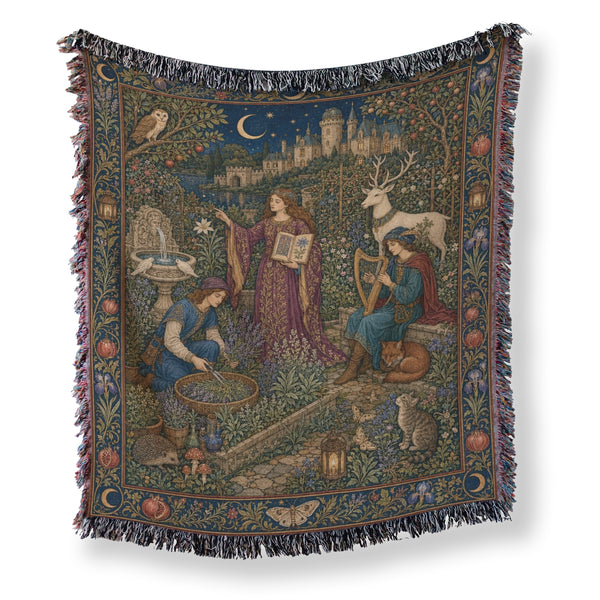 The Moonlit Scholar Garden Blanket