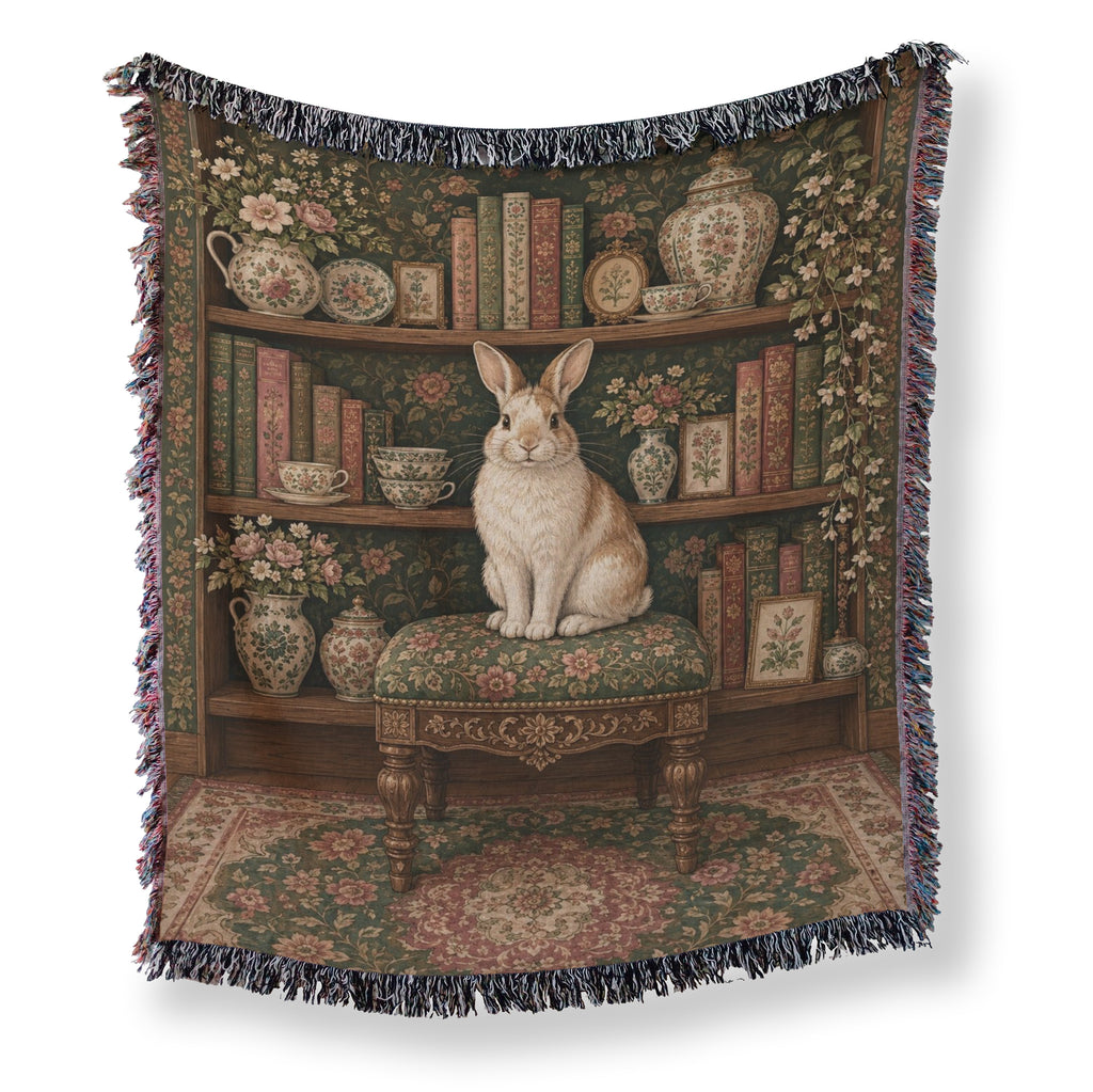 The Rabbit's Botanical Library Blanket
