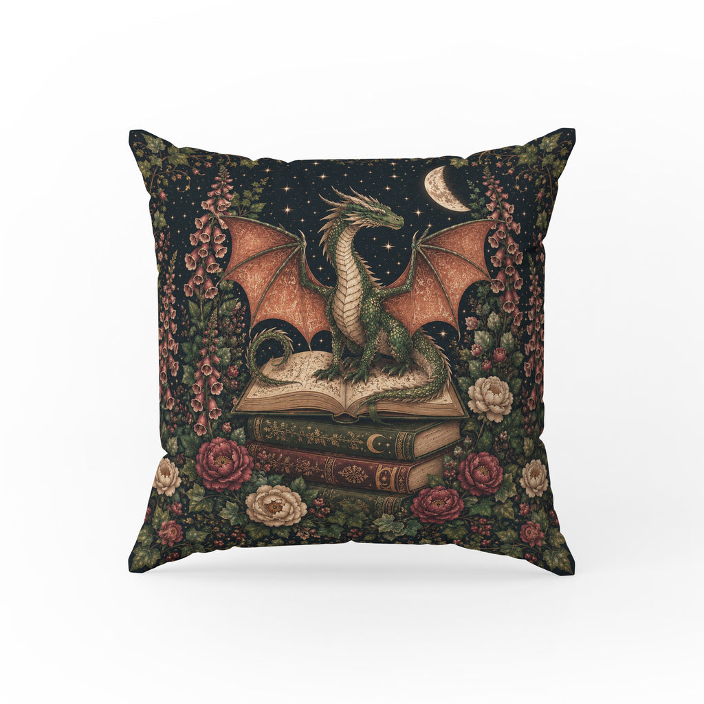 The Ivy Dragon – Dark Botanical Fantasy Pillow
