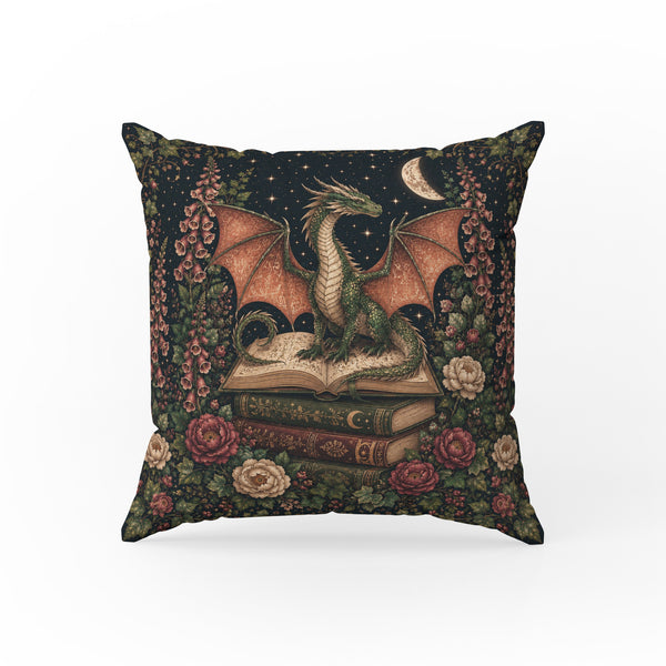 The Ivy Dragon – Dark Botanical Fantasy Pillow