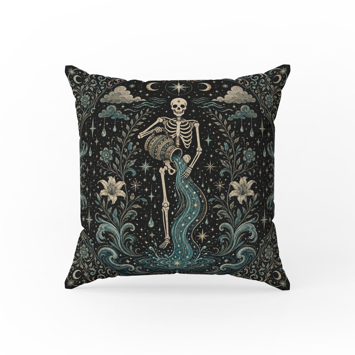 The Water Bearer – Aquarius Gothic Zodiac Pillow Main image
