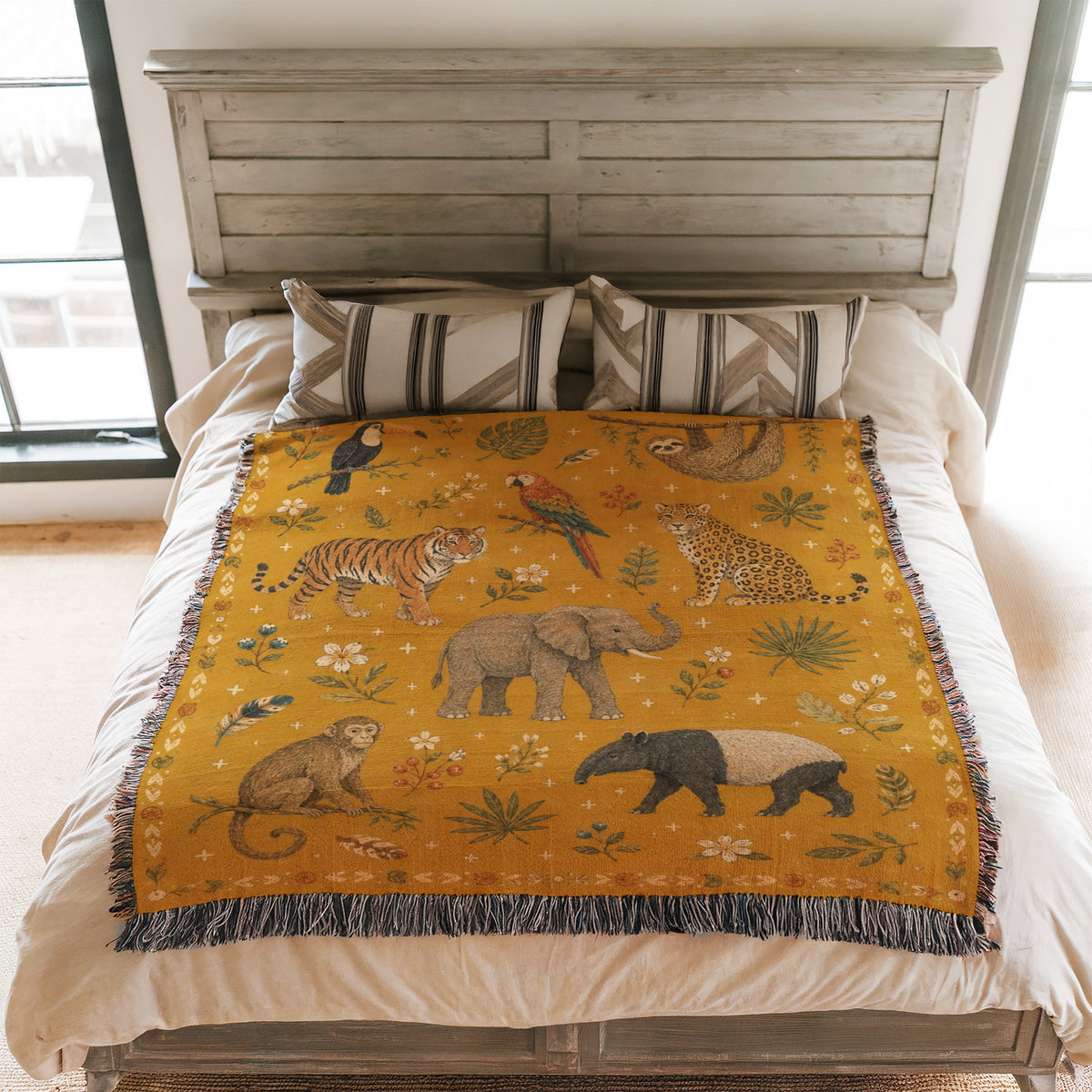 Golden Jungle Animals Blanket