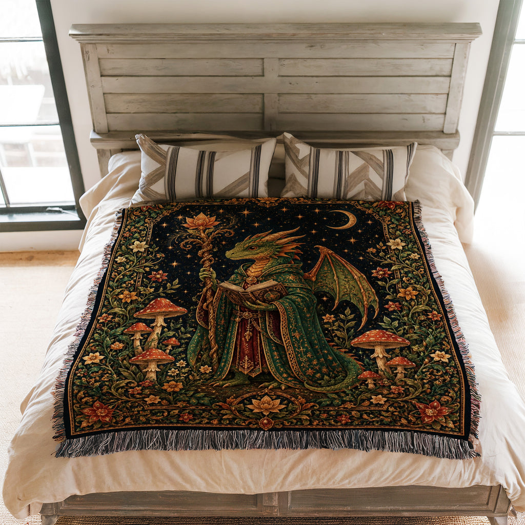 Emerald Dragon Wizard Reader Blanket