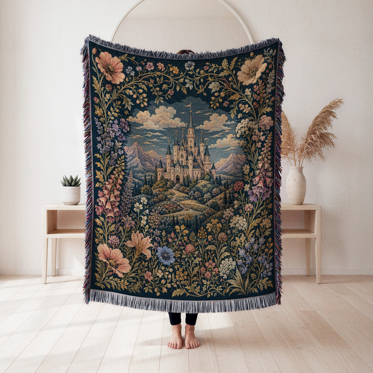 The Midnight Floral Castle Blanket