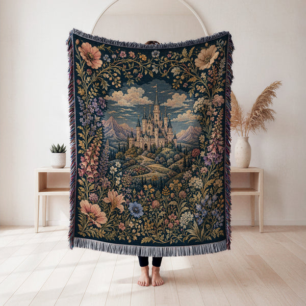 The Midnight Floral Castle Blanket