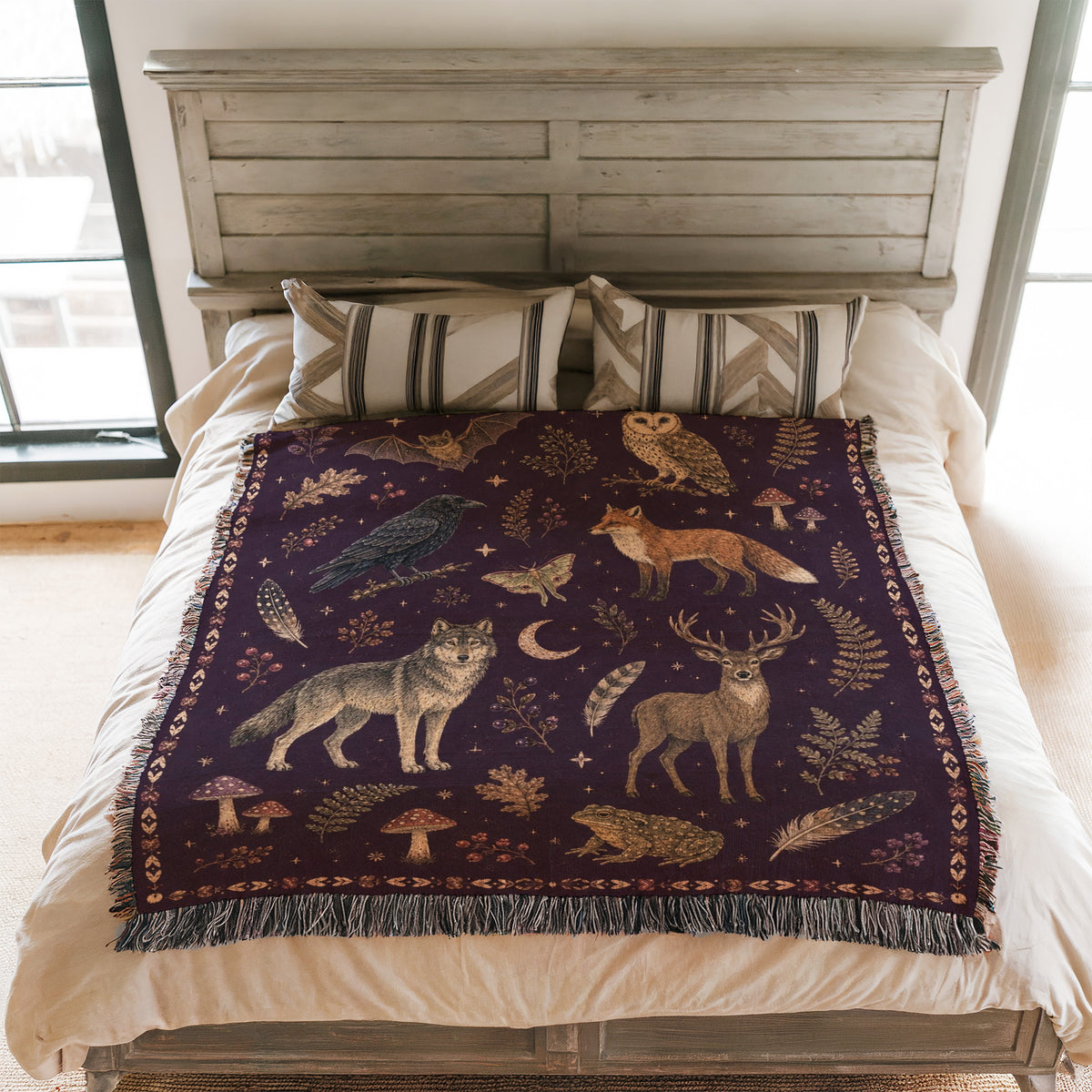 Midnight Woodland Animals Blanket