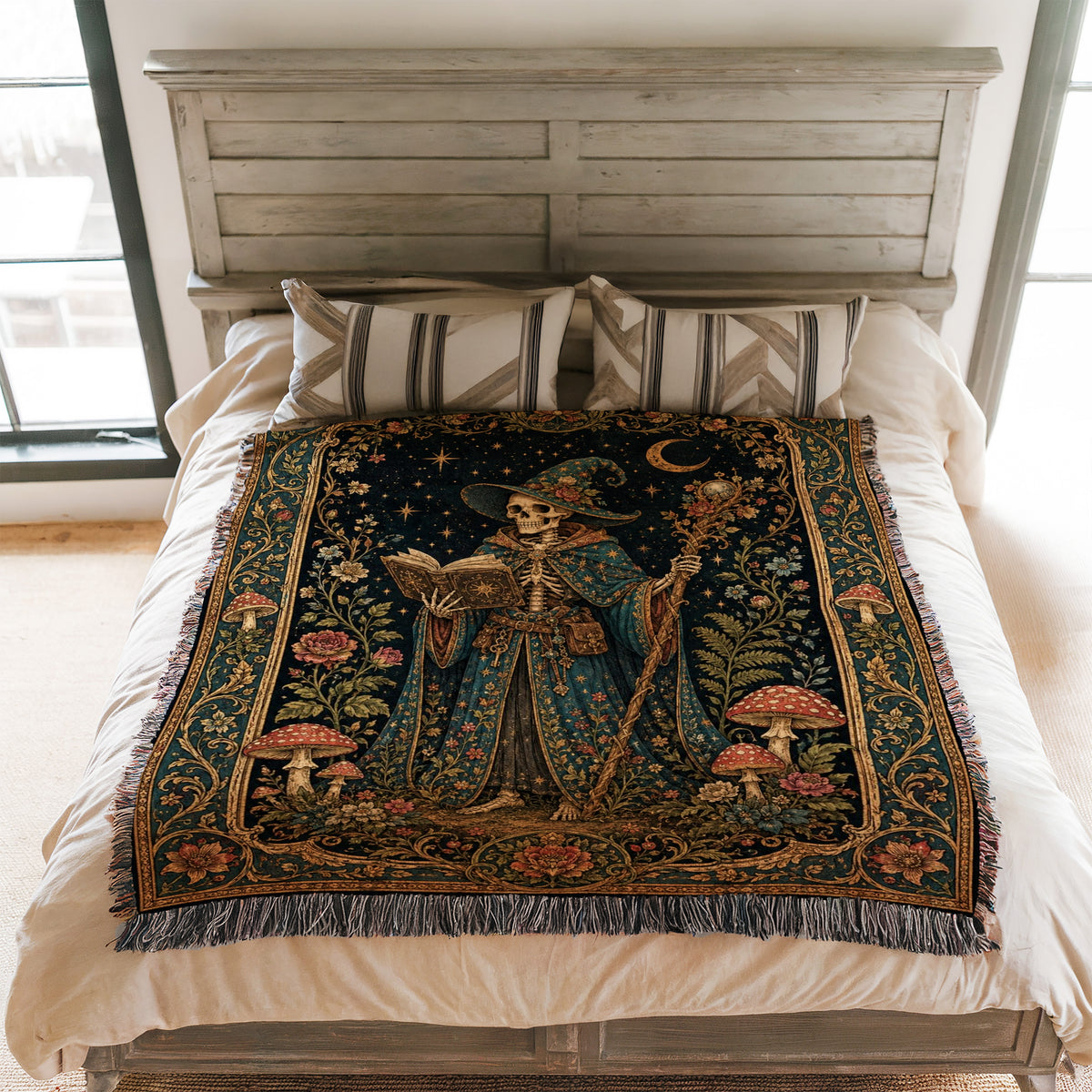 Celestial Skeleton Wizard Reader Blanket