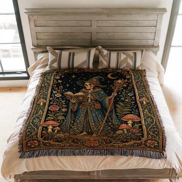 Celestial Skeleton Wizard Reader Blanket