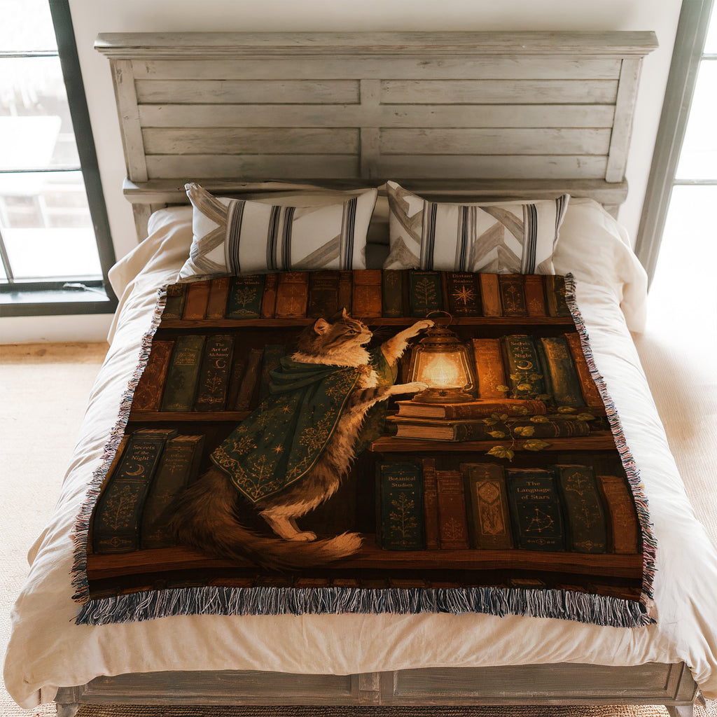 The Lantern Cat Librarian Blanket
