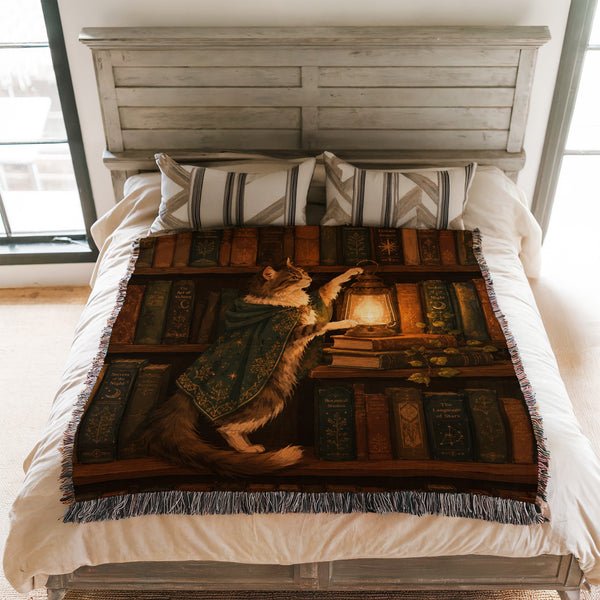 The Lantern Cat Librarian Blanket