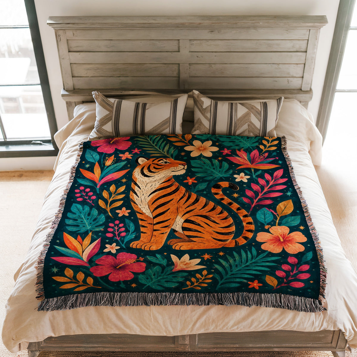 Tropical Tiger Garden Blanket