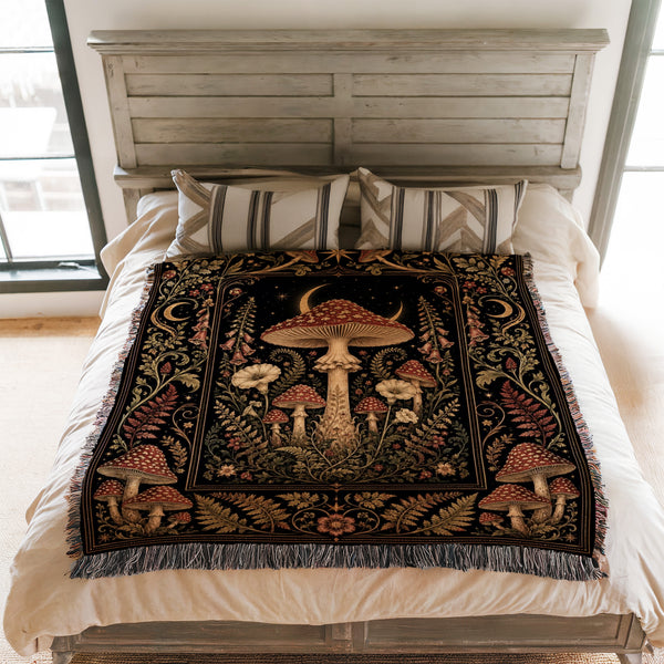 Moonlit Amanita Garden Blanket