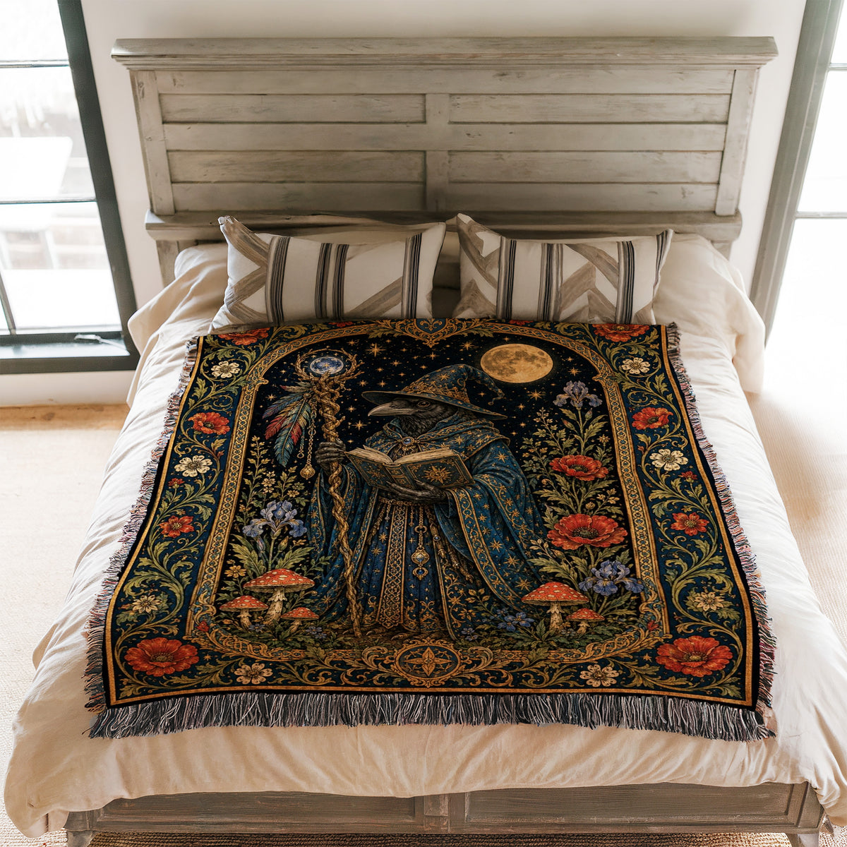 Raven Wizard Scholar Blanket
