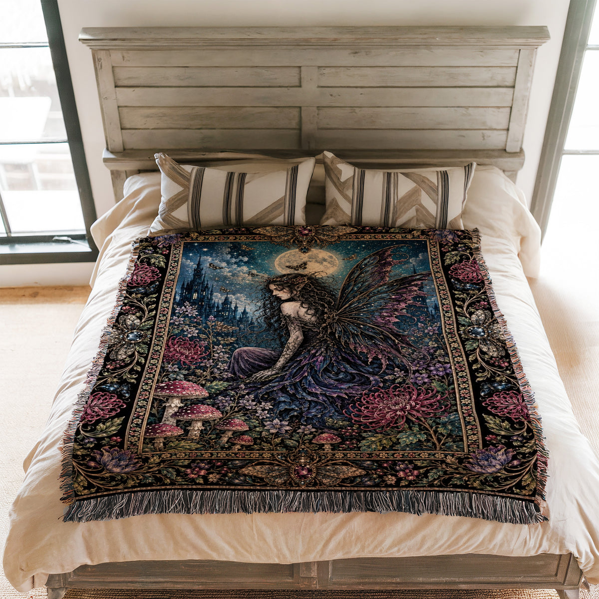 Moonlit Gothic Fairy Garden Blanket