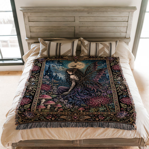 Moonlit Gothic Fairy Garden Blanket