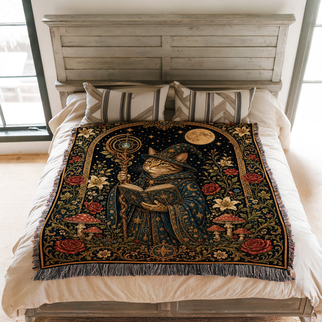 Celestial Cat Wizard Reader Blanket