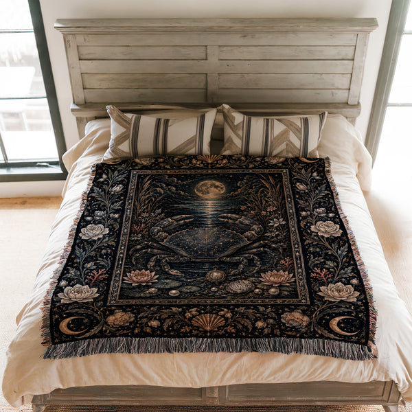 Cancer Moonlit Crab Zodiac Blanket