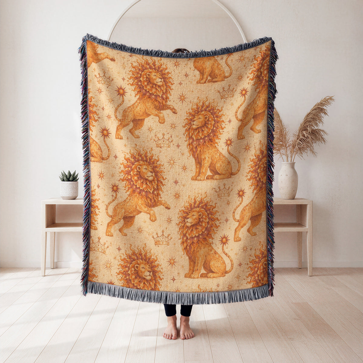 Leo Sunlit Lion Pattern Blanket