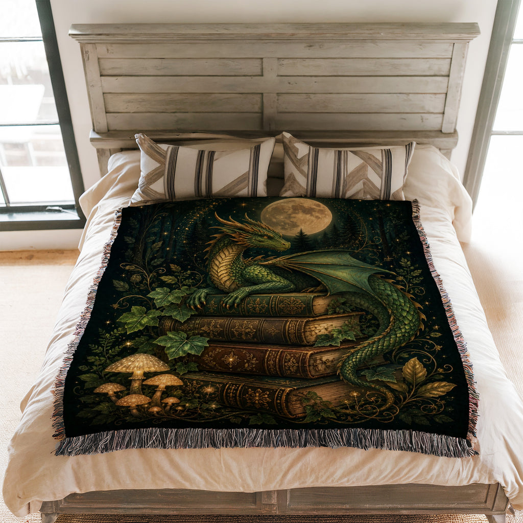 Emerald Moon Dragon Library Blanket