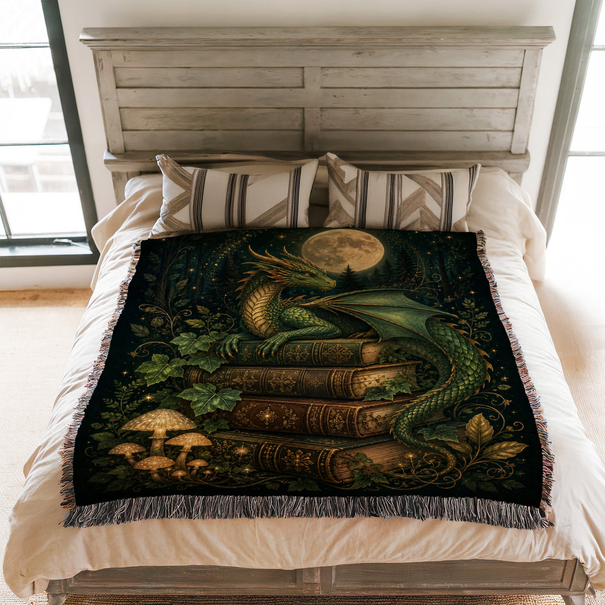 Emerald Moon Dragon Library Blanket