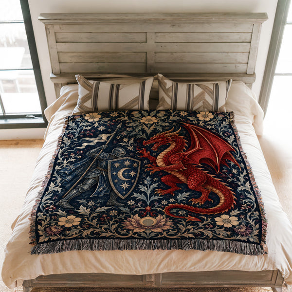 The Crimson Moon Dragon Duel Blanket