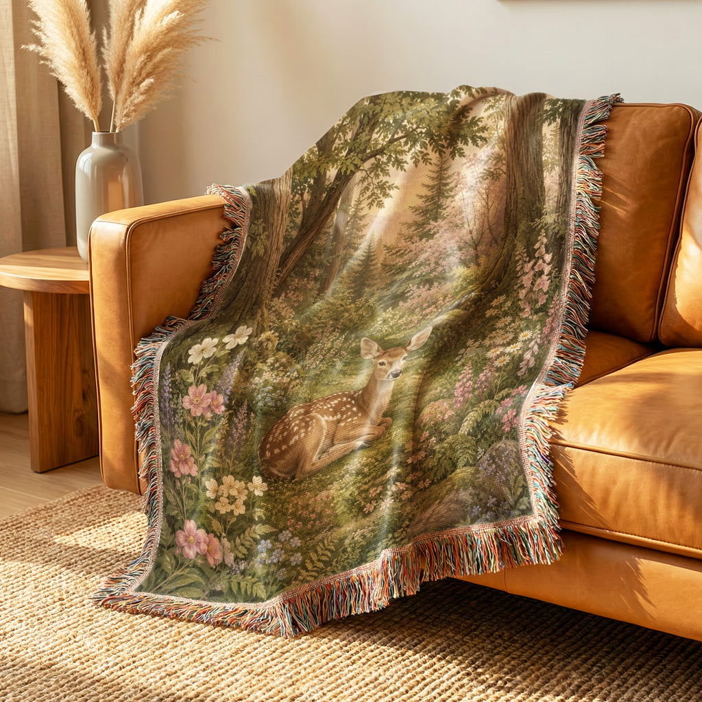 Woodland Fawn Floral Blanket