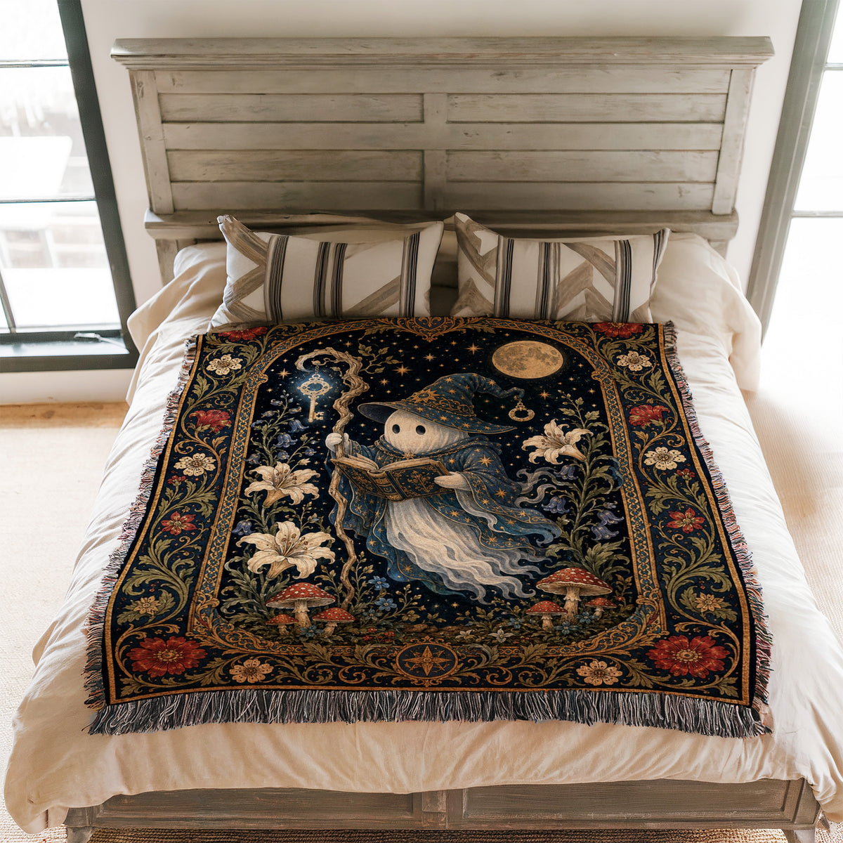 Moonlit Ghost Wizard Blanket