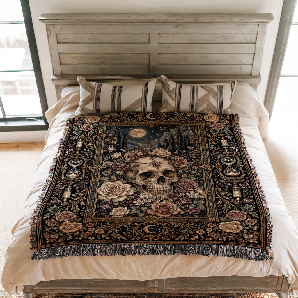 Skull Among the Roses Blanket