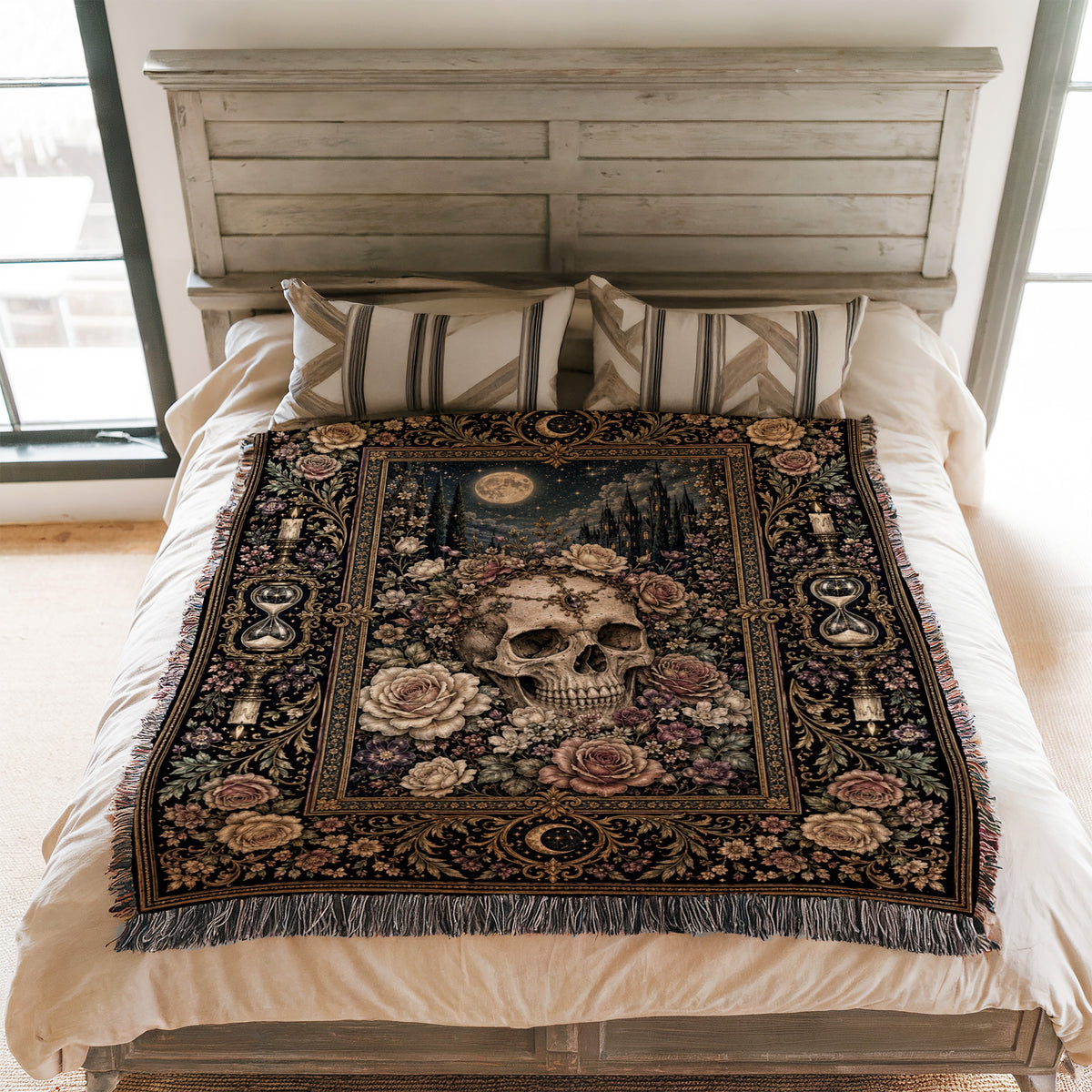 Skull Among the Roses Blanket