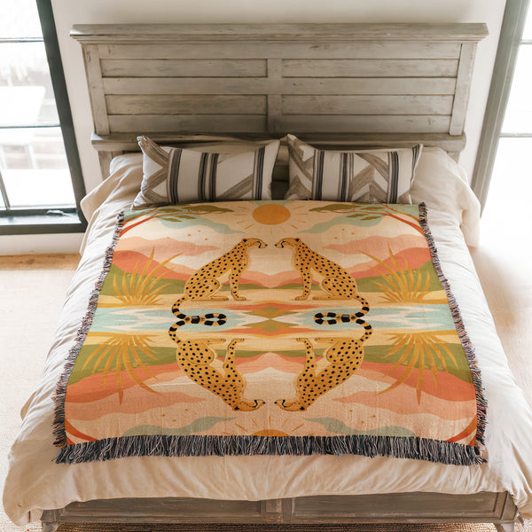 Sunset Cheetah Reflection Blanket