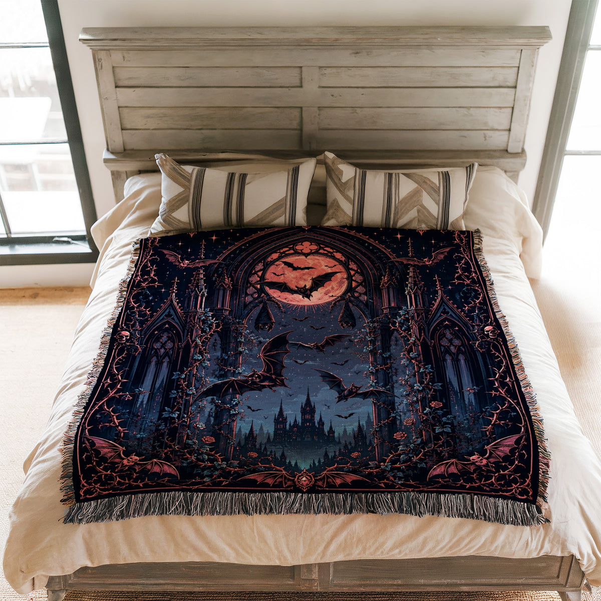 Bats Beneath the Rose Moon Blanket