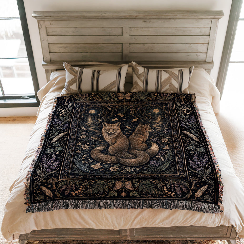 Gemini Twin Foxes Zodiac Blanket