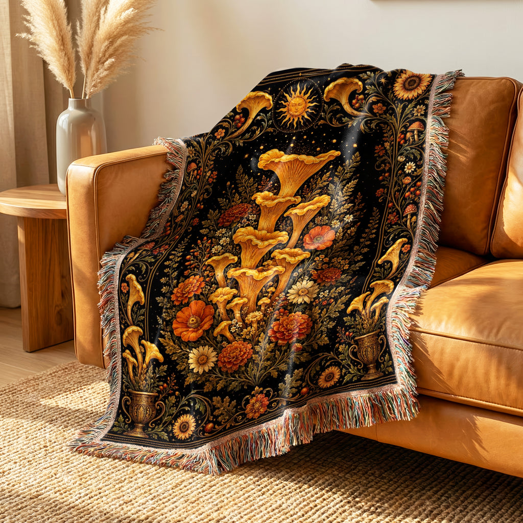 Golden Chanterelle Garden Blanket