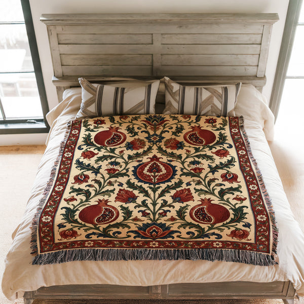 Ivory Pomegranate Garden Blanket